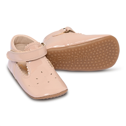 PomPom pige "hjemmesko" - Dusty rose patent 